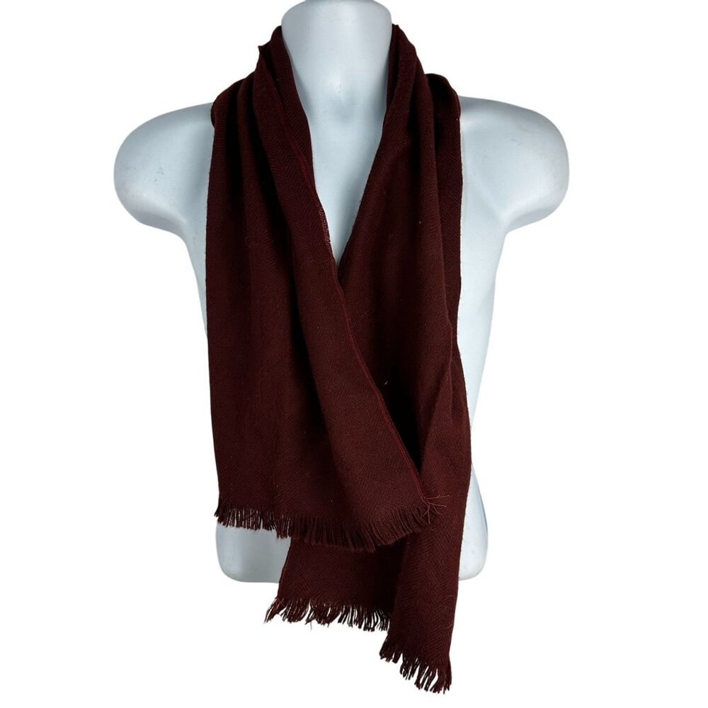 Royal Scot Mens Burgundy Fringe Acrylic Fiber Scarf Lightweight Solid Herringbon